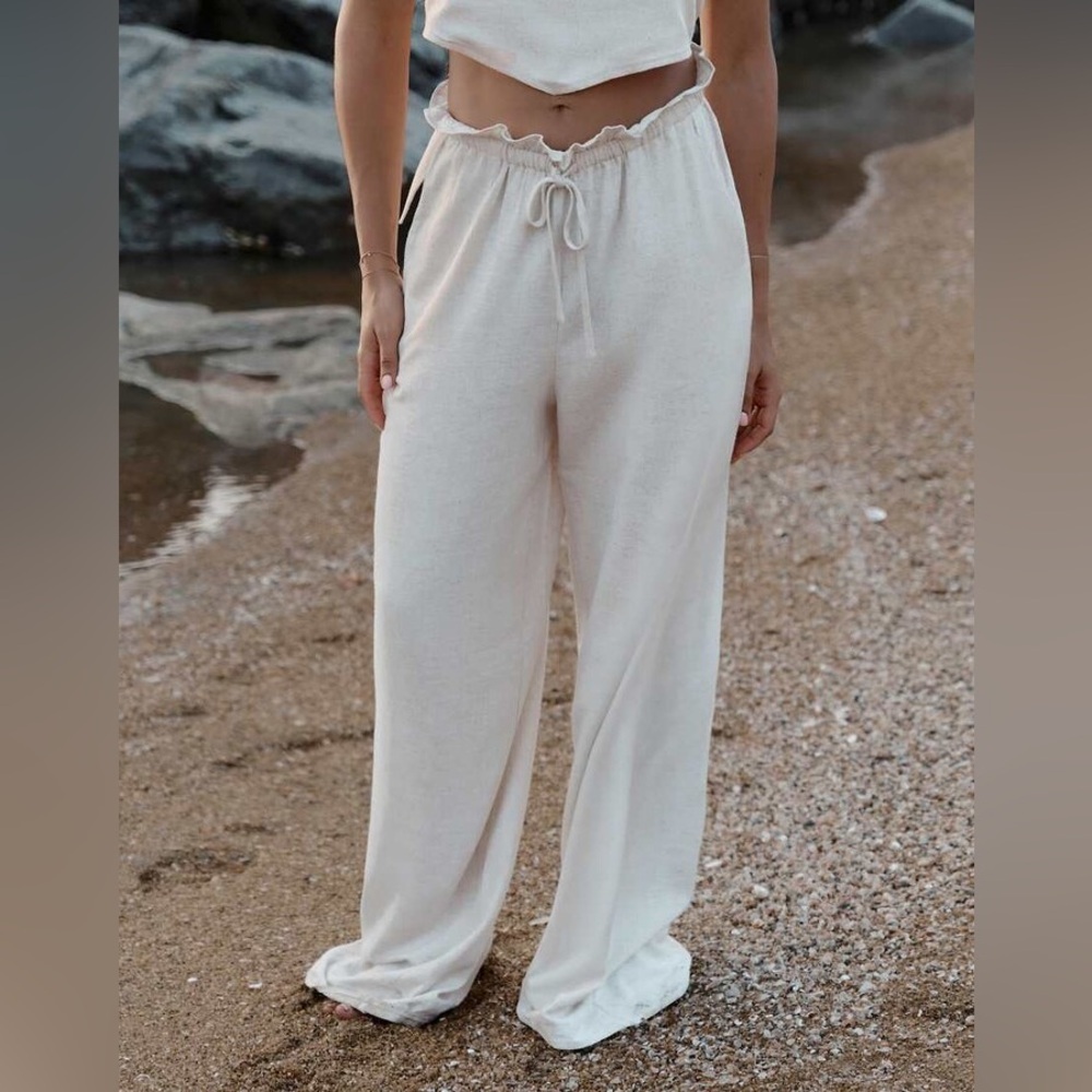 4th + Reckless Postcards From Paradise Linen Blend Wide Leg Pants Nwt Size S